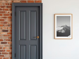 Fototapeta premium door and poster in a wall