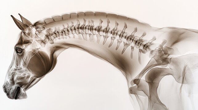 X-ray image of a horse showcasing its skeletal structure.