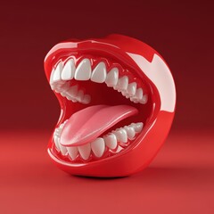 Detailed 3D rendering of open mouth with sharp teeth