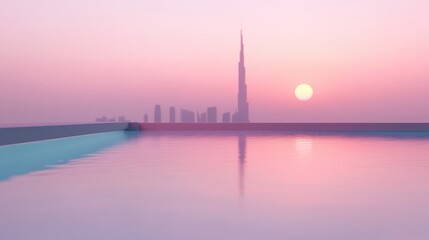 stunning sunset skyline over tranquil waters