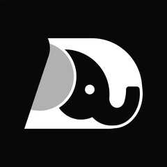 Elephant D Latter Logo Design Concept Art, Elephant Logo, Letter D Design