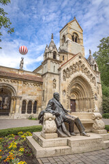 Statue of Ignác Darányi in front of Jak Church, Vajdahunyad Castle, Budapest, Hungary © Kathy Huddle 
