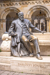 Statue of Ignác Darányi in front of Jak Church, Vajdahunyad Castle, Budapest, Hungary © Kathy Huddle 