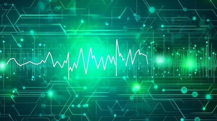 Digital Signal Waveform On Circuit Board, Technology Background, Wave Pattern Design Element.