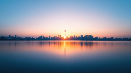 Stunning city skyline at sunset