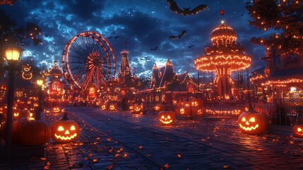 Fototapeta premium Halloween amusement park