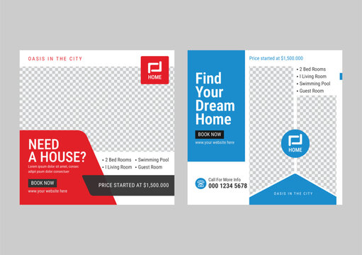 luxury Home for sale social media design, real estate promotion template,