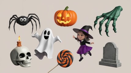 Obraz premium Collection of Classic Halloween Decorations and Elements