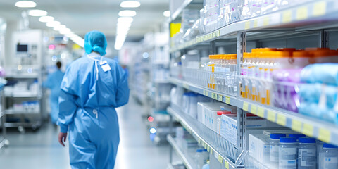 Rows of Large Hospital Shelving Units Containing Medical Supplies | Efficient Organisation for Healthcare Facilities