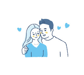 寄り添う若い男女