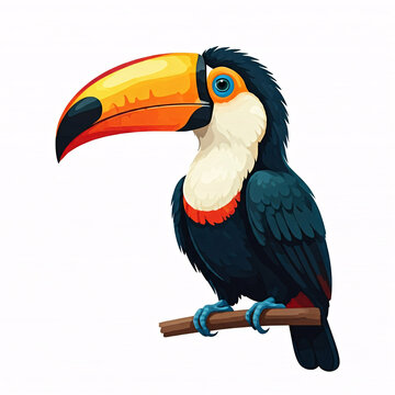 recommend clip art: colorful toucan bird illustration with orange, yellow, and blue colors on white background