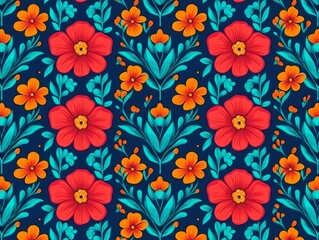 Seamless minimalist doodle floral pattern backgrou...