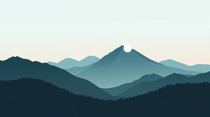 Majestic Mountain Landscape with Misty Peaks at Dusk