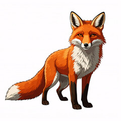 Obraz premium cute cartoon orange fox illustration on white background