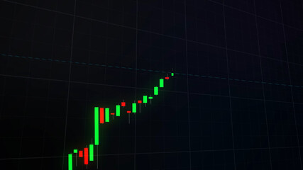 bullish market featuring glow green trading candles and up arrows, vibrant glowing green background, financial growth and market prosperity. 4K, Template, Empty, 3D illustration of a 