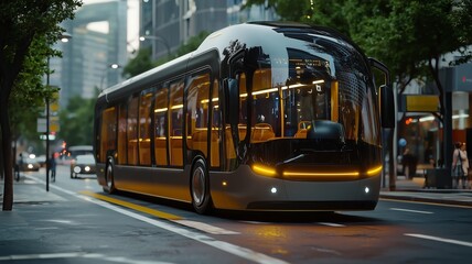 Fototapeta premium AI搭載バスが自動運転するイメージ画像