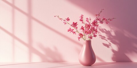 Pink Vase with Pink Flowers