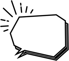 ポップな角ばった吹き出しフレーム　集中線