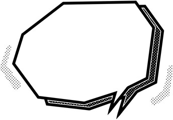 ポップな角ばった吹き出しフレーム　水玉