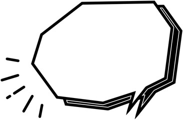 ポップな角ばった吹き出しフレーム　集中線