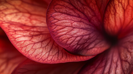 A stunning close-up shot of a vibrant flower petal with intricate details and textures, capturing the natural beauty in a soft, diffused light