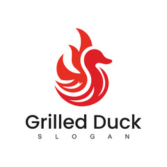 Grilled Duck logo design culinary label template idea