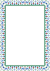 Vector colored square turkish ornament. Endless ottoman national border, frame
