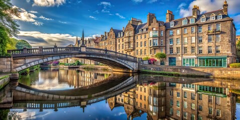 Naklejka premium St Bernard's Bridge at Leith Walkway in Edinburgh Scotland UK, tilted angle
