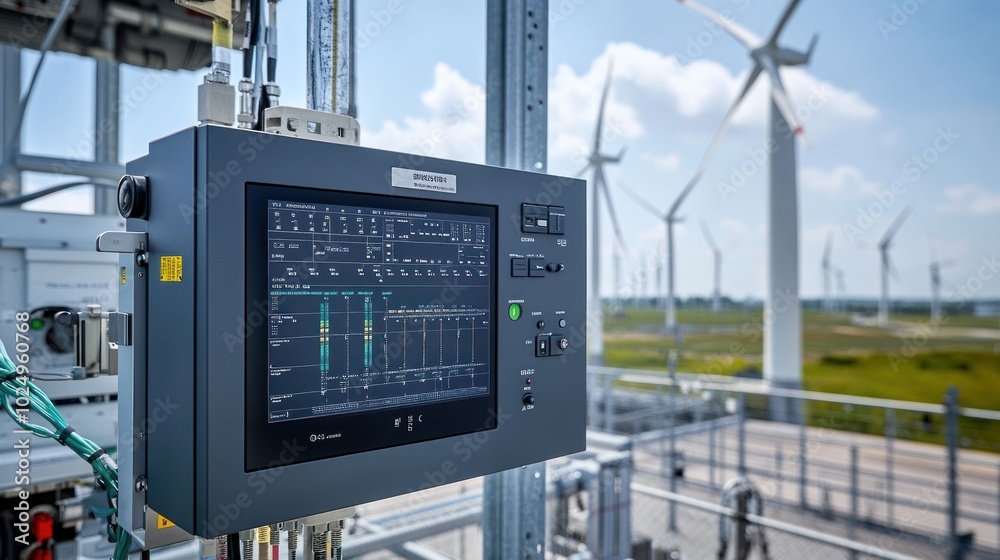 Canvas Prints A control panel for monitoring wind turbines in a renewable energy facility.