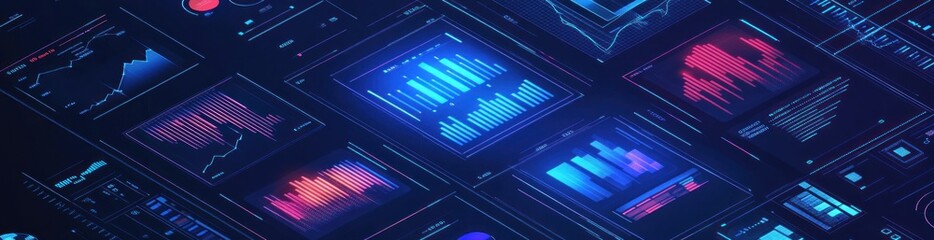 A digital interface displaying various data visualizations and analytics.