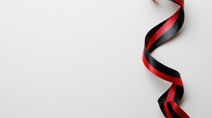 Elegant Red and Black Ribbon Swirl on Plain Background