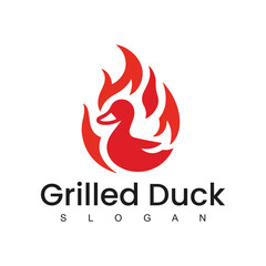 Grilled Duck logo design culinary label template idea