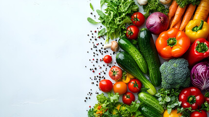 Fresh colorful organic vegetables background with empty text