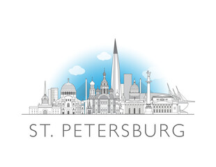 Obraz premium St. Petersburg skyline cityscape illustration