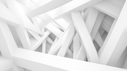 Abstract White Geometric Shapes Intersecting In 3D Space