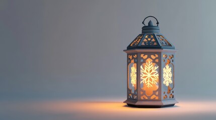 Fototapeta premium 3D Render of a Snowflake Lantern on White Background. AI generated illustration.