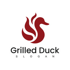 Grilled Duck logo design culinary label template idea