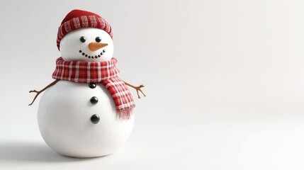 3D Render of a Snowman Sculpture on White Background. AI generated illustration.
