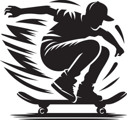 Skateboarding Silhouette illustration isolated on a white background