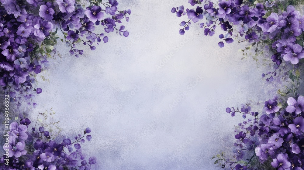 Sticker A soft, floral background featuring purple flowers, suitable for invitations or greeting cards.