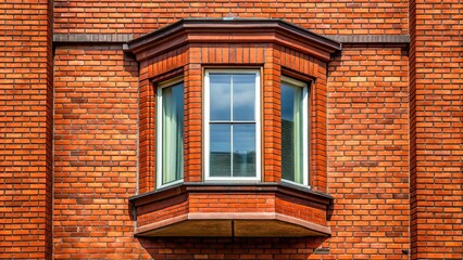 Fototapeta premium Silhouette of bay window on second floor of red brick building