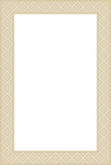 Vector golden square belarusian national ornament frame. Ethnic pattern rectangle of Slavic peoples, Russian, Ukrainian, Serb, Pole, Bulgarian. Cross stitch templat