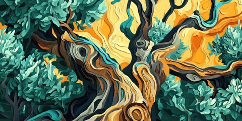 Detailed texture of olive tree bark showcasing its unique patterns and natural variations, Olive tree bark texture with unique patterns and natural variations