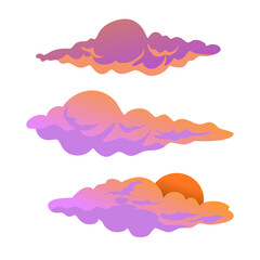 Orange clouds in the sky when sunset comes