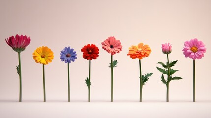 Colored Flowers on White Surface