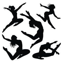 female dancer action pose black silhouette