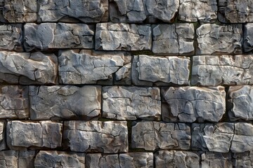 Fototapeta premium Photo of Old ancient gray stone wall. Background texture for backdrops or mapping