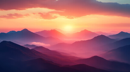 Obraz premium Majestic mountains under glowing skies Landscape 