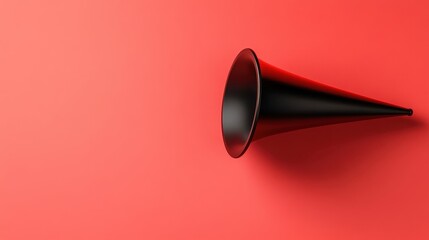 Minimalist Red Megaphone on Vibrant Coral Background