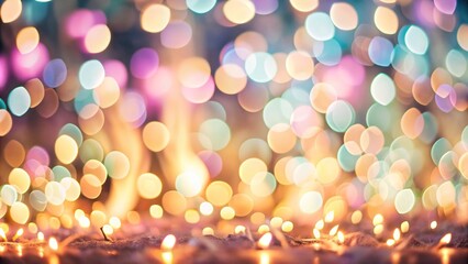 Bokeh background of pastel colored lights in dimmed flame hues